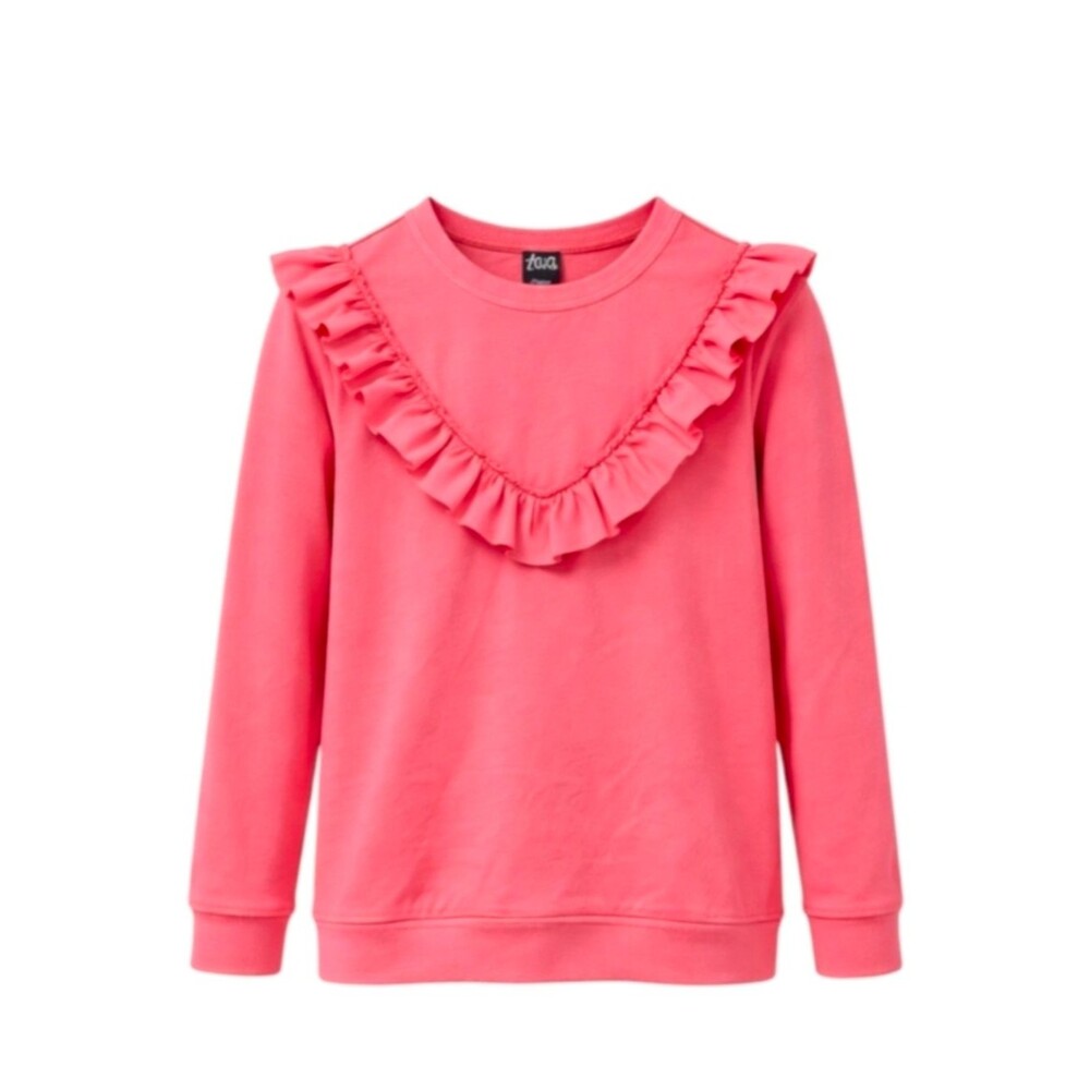 Tea Collection Ruffled Collar Feminine Sweatshirt Long Sleeve Top Girls Size 10